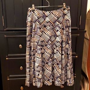 Ashley Blue Elastic Waist Pattern Skirt